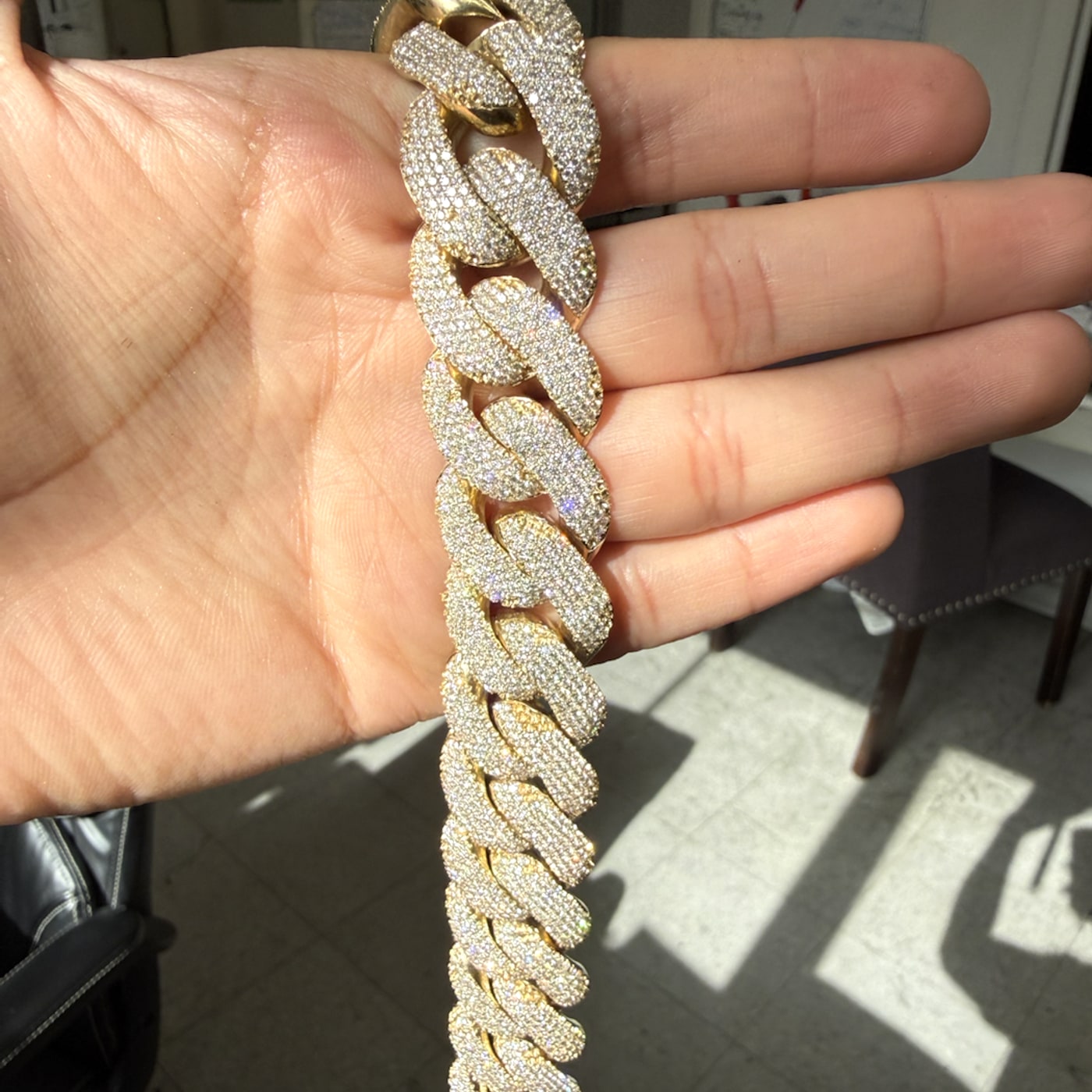 Finished diamond Cuban link chain